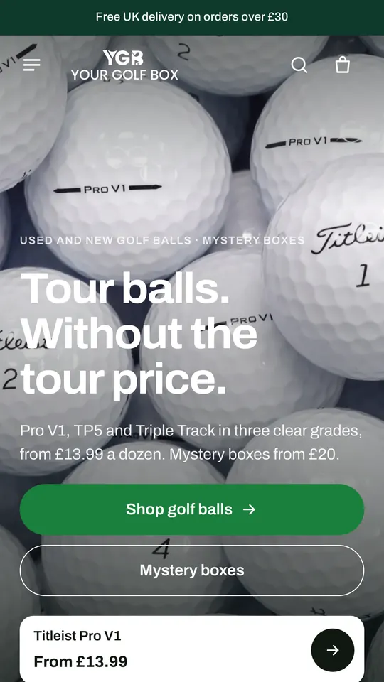 Your Golf Box homepage on a phone